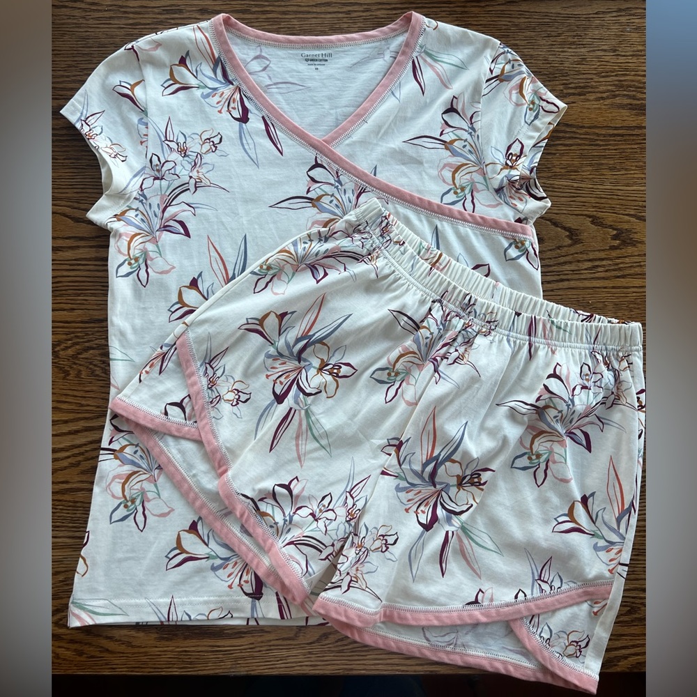 NWOT Garnet Hill Asian Wrap Shorty Pajamas